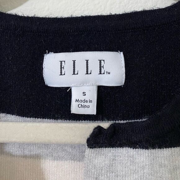 ELLE Striped Oversized Cardigan Sweater Black Gray White Size Small - Picture 5 of 8